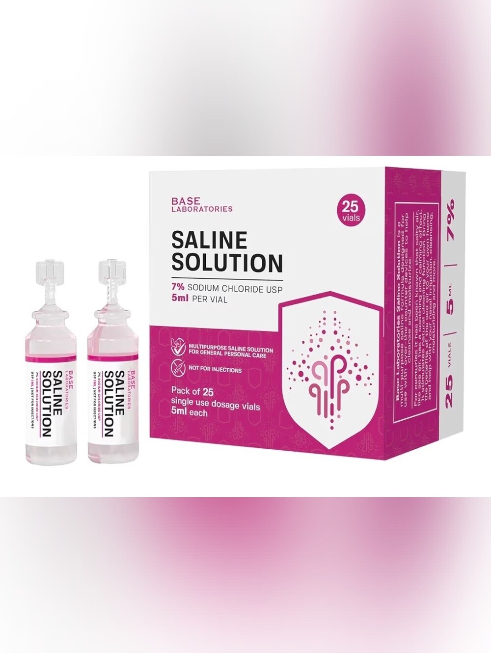 Saline Solution Toner - Pink, 5ml Vials (Pack of 25)